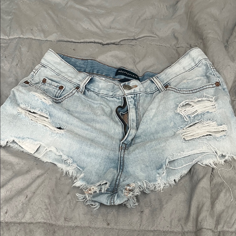 Aeropostale Light Blue Ripped Jean Shorts